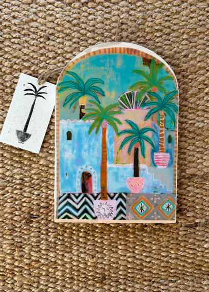 Potted Palms large arch tile - Sue Fantini Art